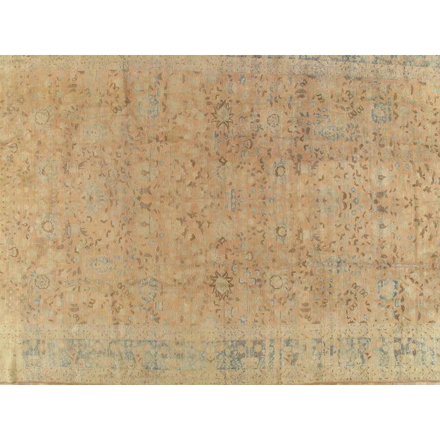 Antique Tabriz Carpet, Handmade Persian Rug in Floral Gold, Light Blue, Taupe For Sale - Image 15 of 18