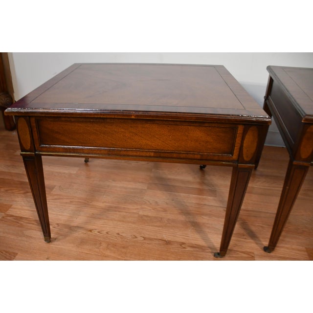 1930s Pair of Brandt English Regency Mahogany Side Tables / End Tables For Sale - Image 15 of 16