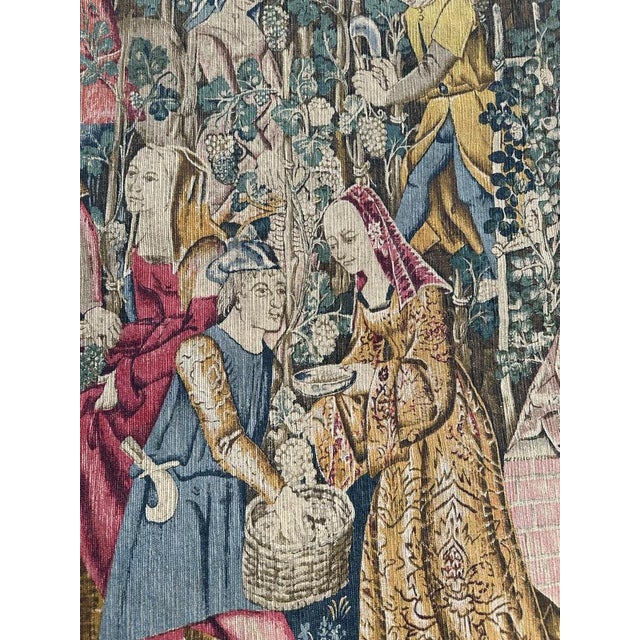 Vintage French Hand Printed Tapestry Vendanges Design, 1950s For Sale - Image 10 of 18