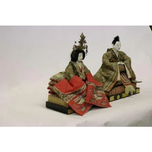 A beautiful very fine pair of large Japanese Gofun Meiji period Emperor & Empress figures, circa 1868-1890, all in...