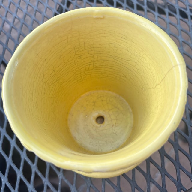Yellow McCoy Planter in the Quilted Diamond Leaf Pattern that was made from the 1940’s-The Mid 1950’s.