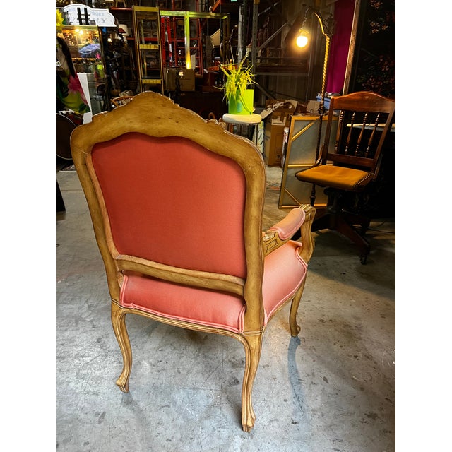 Mid-Century Modern 1970s Coral Vintage Wooden Accent Chair For Sale - Image 3 of 7