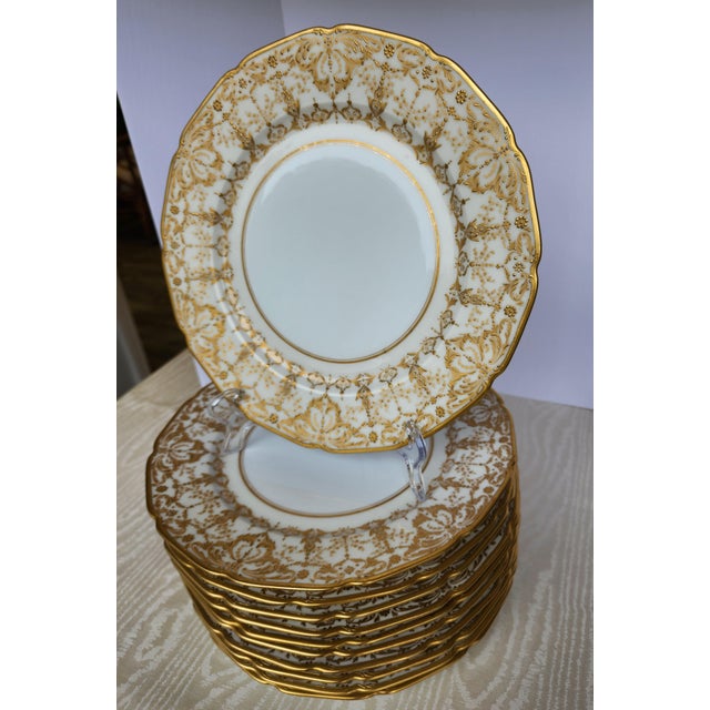 Antique Gilded Age Wm. Guerin Limoges Gold Encrusted Dinner Plates - Set of 11 For Sale - Image 16 of 18