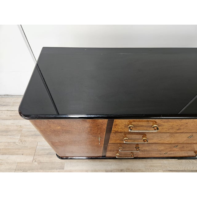 Art Deco Sideboard in Briar Root and Lacquered Wood with Glass Top, 1950s For Sale - Image 4 of 18