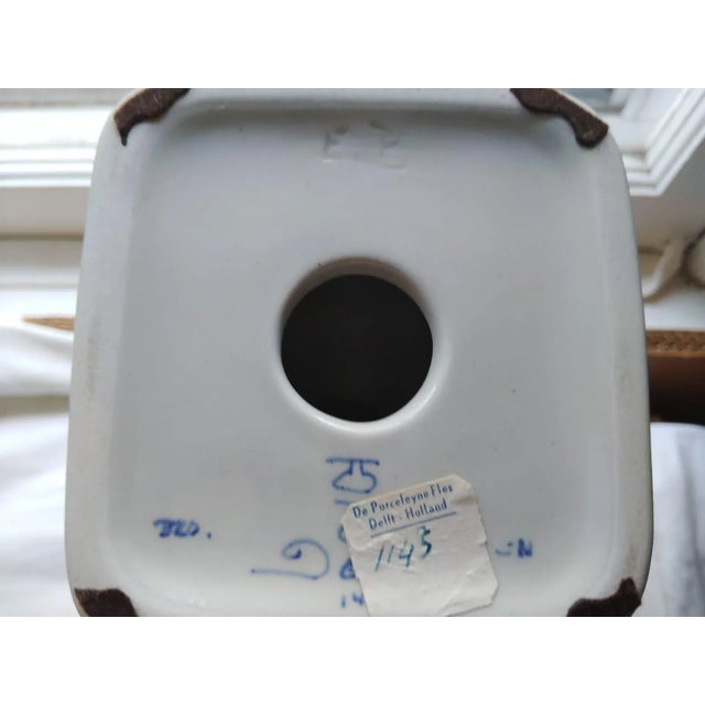 Ceramic 1960’s Vintage Delft Figurine-Peasant, With Blue Floral Decoration For Sale - Image 7 of 9