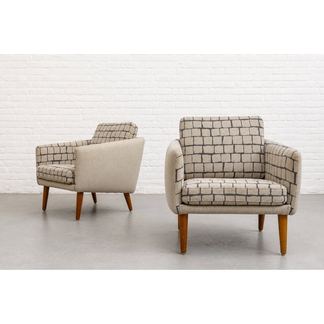 Wood Pair - Danish Mid Century Modern Teak + Wool Armchairs, C. 1960’s For Sale - Image 7 of 14