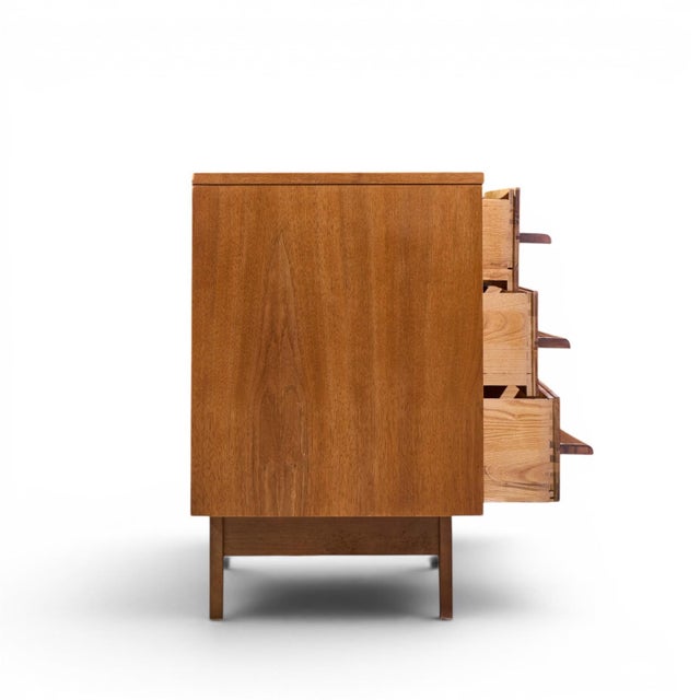 Young Manufacturing Young Manufacturing Mid Century Walnut Curved Lowboy Dresser For Sale - Image 4 of 7