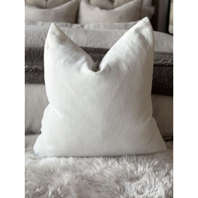 100% Linen Made in Belgium Natural Flax Linen Pillow cover with overlocked seams and hidden zipper closure. Size 25"x25"...