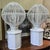 Pair of very large modernist lamps in ceramic and painted wood openwork spheres in working order Up to 250V (Europe/UK...