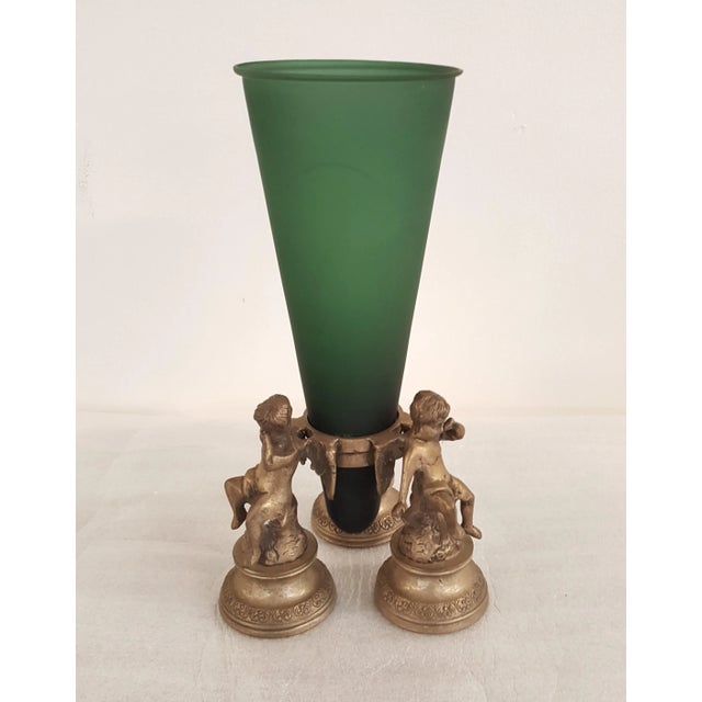 Maitland - Smith Maitland Smith Green Glass and Brass Epergne For Sale - Image 4 of 8