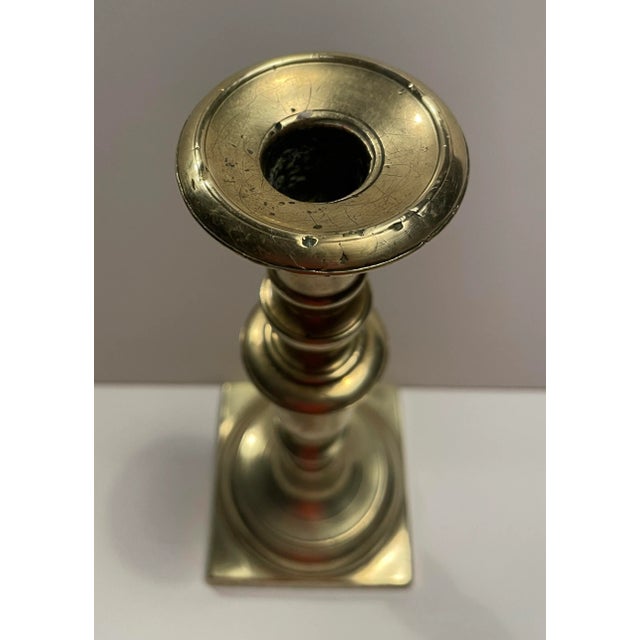 Traditional Antique Heavy Brass Candlestick For Sale - Image 3 of 5