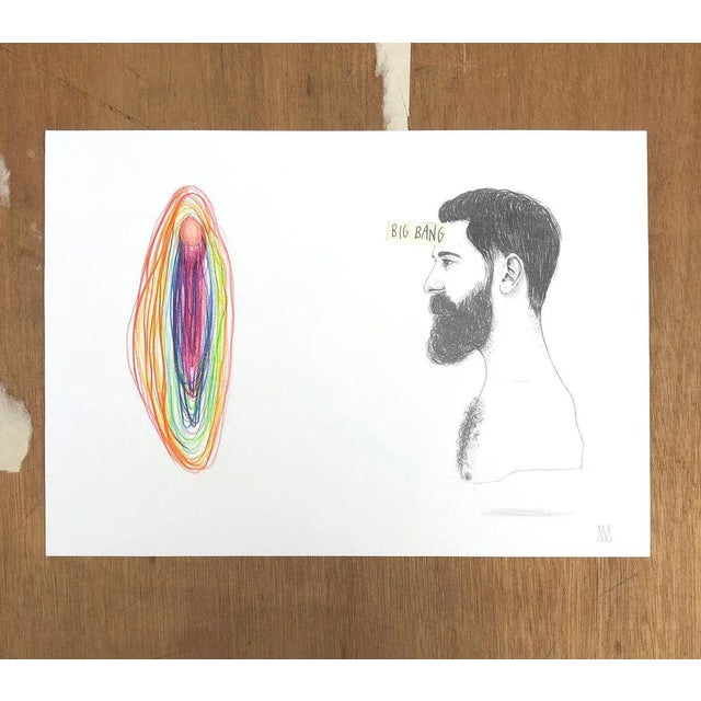 Title: Bigbang Date 2019 Technique: Graphite, colored pencil, collage on paper DImensions: 42 x 29.7 cms Signed by the...
