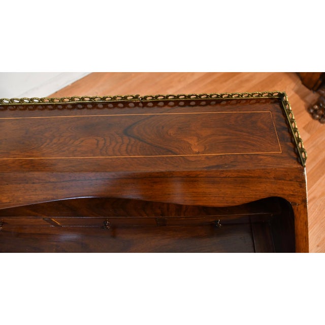 1880s Antique French Louis XV Walnut & Satinwood Inlay Secretary Ladies Desk For Sale - Image 17 of 18