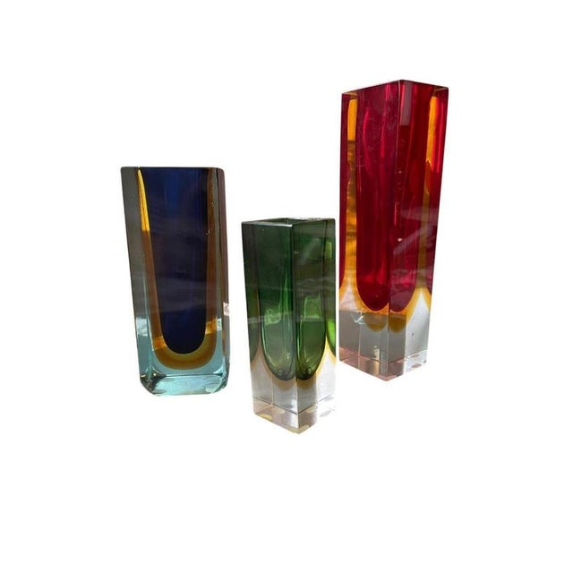 Sommerso Murano Glass Vases attributed to Flavio Poli for Seguso, Italy, 1950s, Set of 3 For Sale - Image 3 of 8