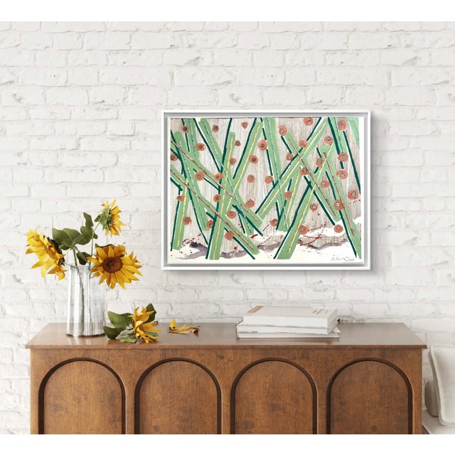 Light Green Barbara Beck 1988 Abstract Painting on Paper - Signed/Dated/Unframed For Sale - Image 8 of 11