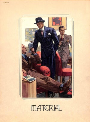 Vintage C1930s Menswear Illustration Art Reproduction