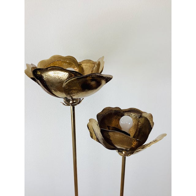 Vintage 1980s Tommaso Brass Double Lotus Floor Lamp by Tommaso Barbi For Sale - Image 13 of 13