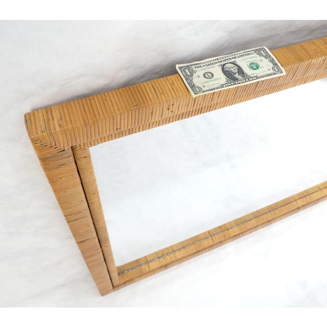 Mid 20th Century Large 36x44 c1970s Rectangle Rattan Cane Bamboo Frame Wall Mirror MINT For Sale - Image 5 of 15