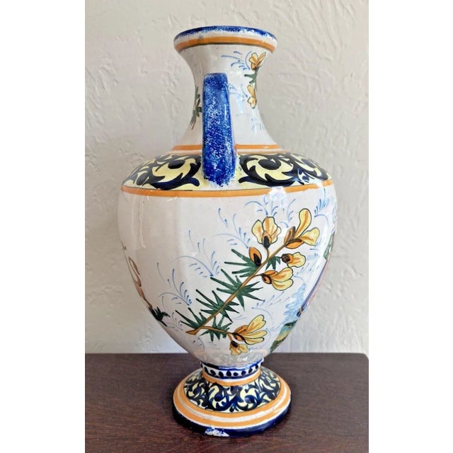Henriot Quimper Early Vintage French Henriot Quimper Urn Vase Decor Riche Border For Sale - Image 4 of 11