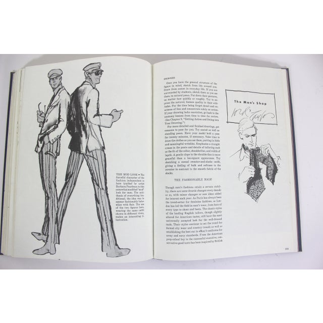 Textile 1977 Illustrating Fashion Blue Linen Hard Cover Book For Sale - Image 7 of 12