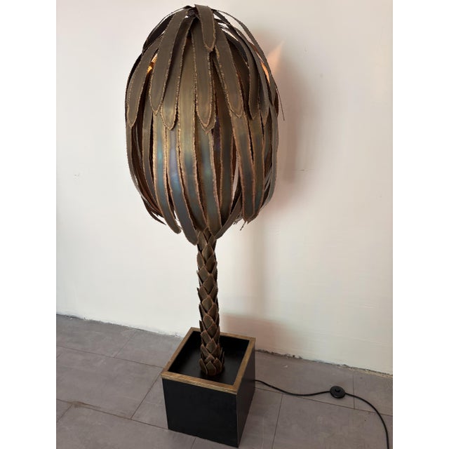 Metal Brass Palm Tree Floor Lamp by Maison Jansen, 1970s For Sale - Image 7 of 14