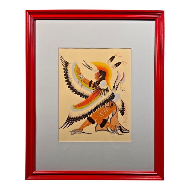 1950s Mid-Century Modern Woodrow Wilson Crumbo "Eagle Dancer" Serigraph Print Signed For Sale