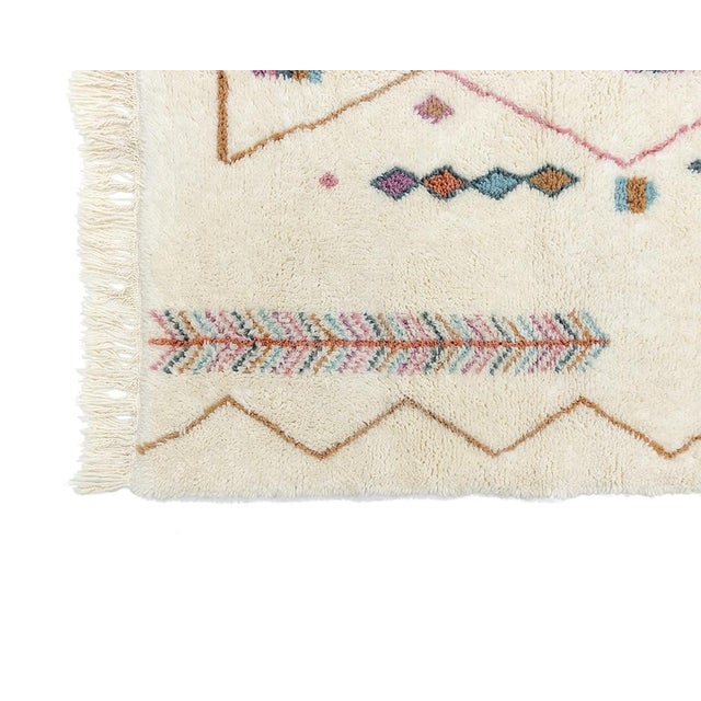 2020s Boho Tribal Symbol Hand-Knotted Wool Rug | 7'11" X 5'4" | One of a Kind For Sale - Image 5 of 7