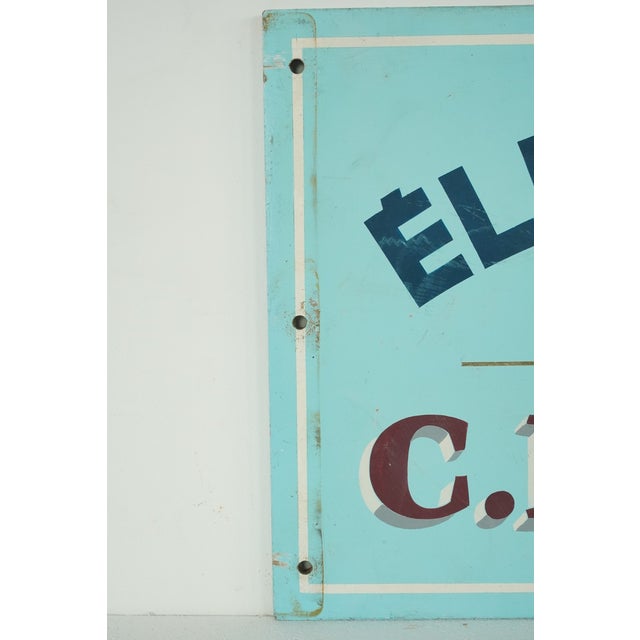 Vintage European French contractor C. Billon business sign. "Électricité Générale" translates to General Electricity in...