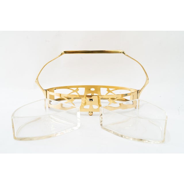 Art Deco Brass Centerpiece with Original Glasses, 1920s For Sale - Image 6 of 9