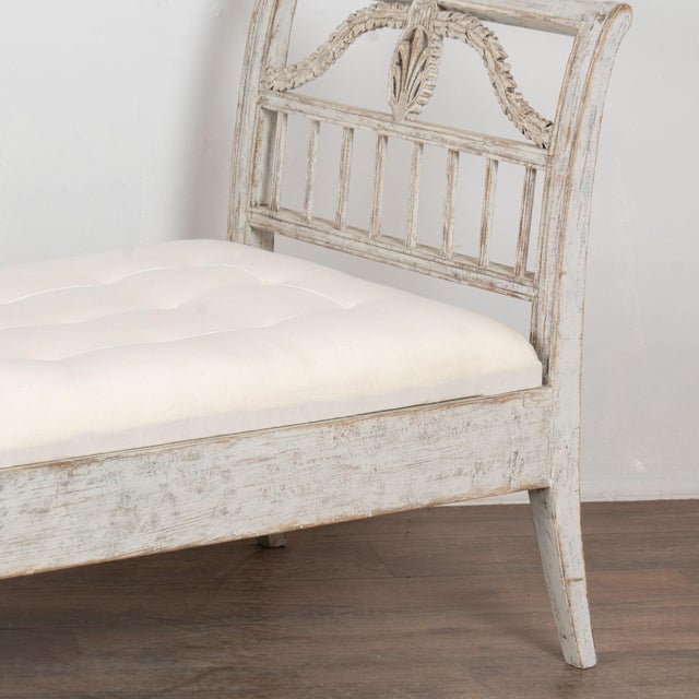 19th Century Swedish Gustavian Gray Painted Backless Pine Bench Settee For Sale - Image 9 of 10