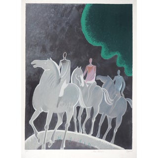 Albert Zavaro, Promenade nocturne, Lithograph For Sale