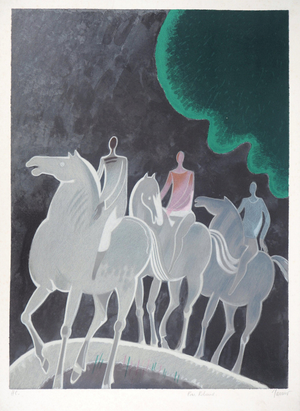Albert Zavaro, Promenade nocturne, Lithograph