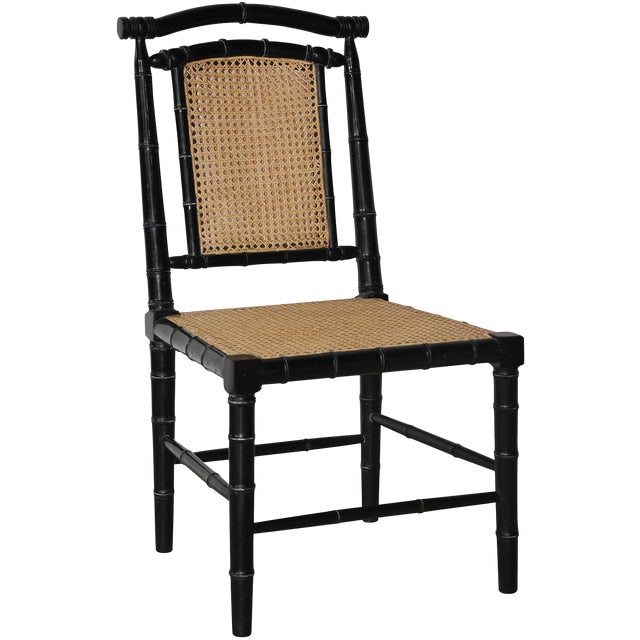 NOIR Colonial Bamboo Side Chair, Hand Rubbed Black For Sale