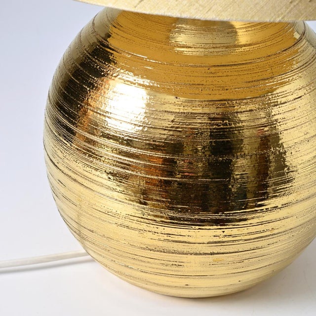 Ball-Shaped Gold Ceramic Table Lamp by Aldo Londi for Bitossi, 1970s For Sale - Image 11 of 12