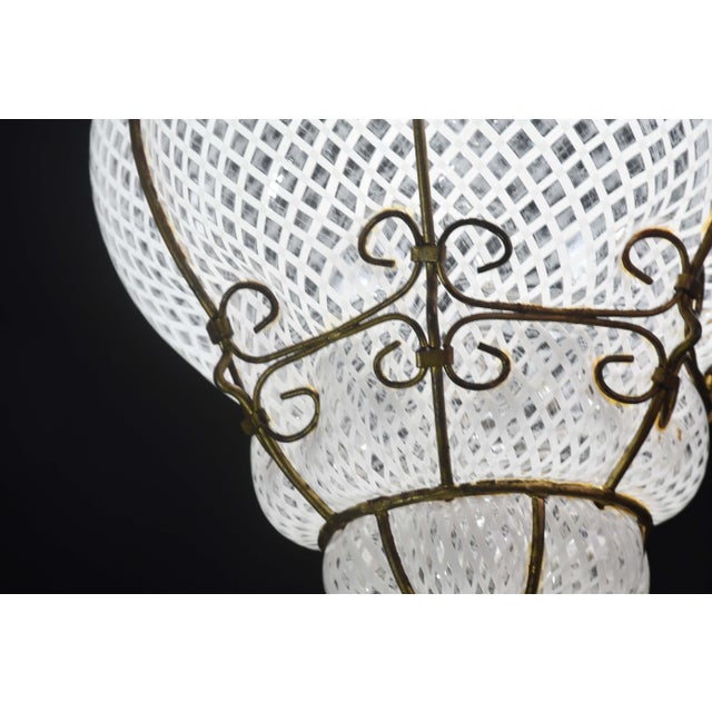 1950s 1950s Venini Amazing Venetian Lantern in Murano Reticello Glass For Sale - Image 5 of 12