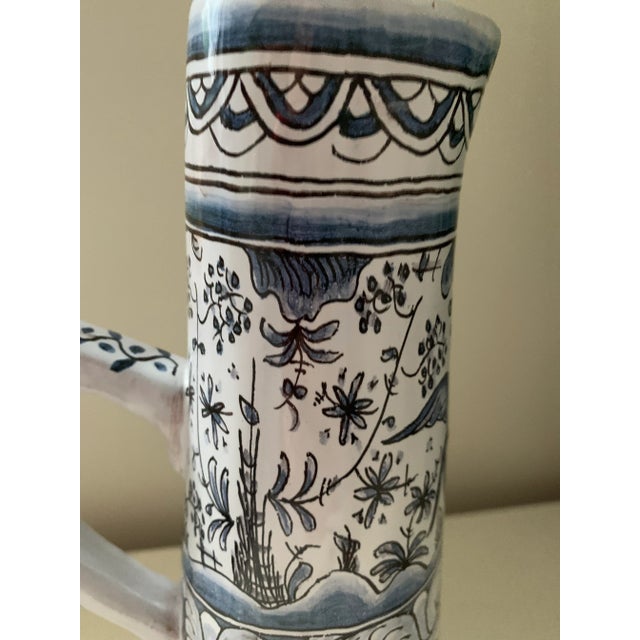 Mid 20th Century Vintage Portugal Pottery Hand Painted Tall Pitcher For Sale - Image 5 of 13