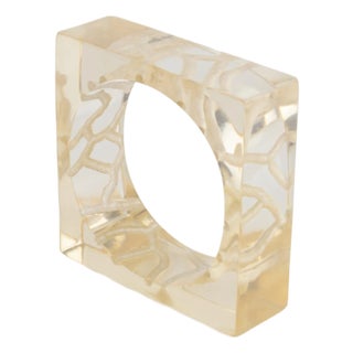 Reverse Carved Acrylic Lucite Bracelet Bangle in Light Champagne For Sale
