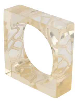 Reverse Carved Acrylic Lucite Bracelet Bangle in Light Champagne