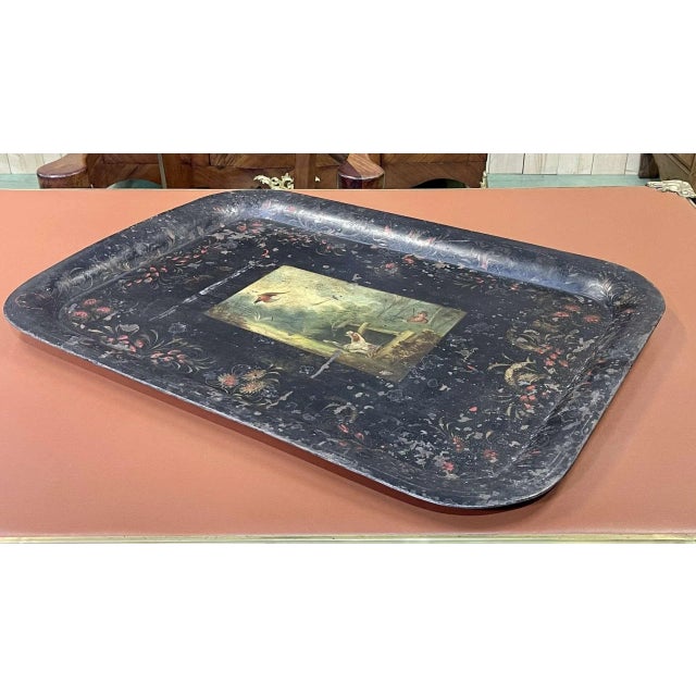 Large Napoleon III Painted Sheet Metal Tray For Sale - Image 9 of 11