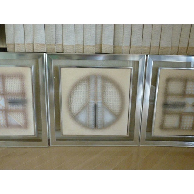 70's Triptych Serigraph Op Art Signed Prints For Sale - Image 4 of 11