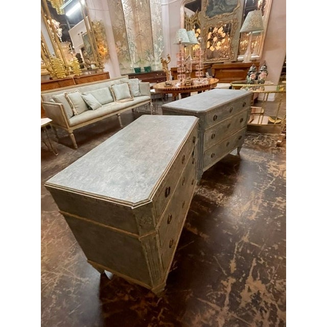 Pair of Swedish Gustavian Neoclassical Painted Chests For Sale - Image 9 of 13