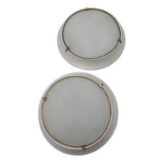 Vintage Ceiling Lights in Glass attributed to Fontana Arte, Italy, 1960s, Set of 2 For Sale