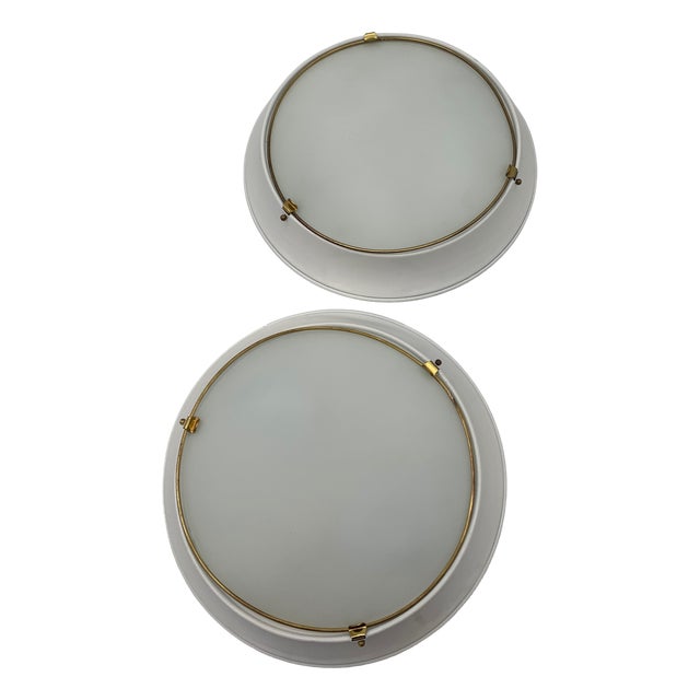 Vintage Ceiling Lights in Glass attributed to Fontana Arte, Italy, 1960s, Set of 2 For Sale
