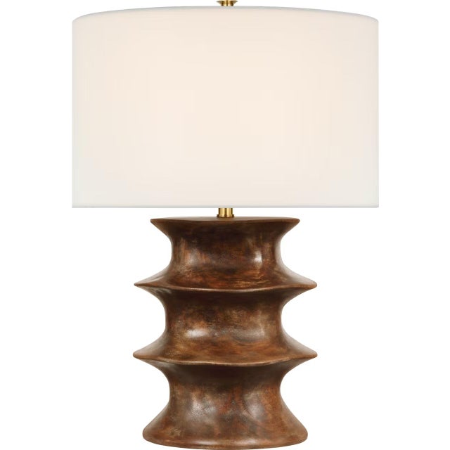 Transitional Chapman & Myers by Visual Comfort Signature Eldin 29" Table Lamp in Smoked Umber with Linen Shade For Sale - Image 3 of 3