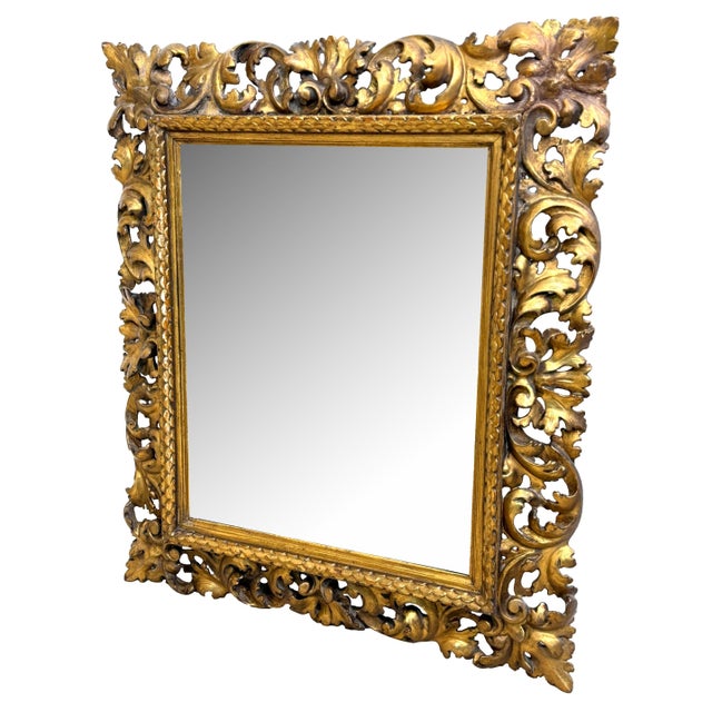 Small Italian Florentine Giltwood Mirror, 1860s For Sale - Image 9 of 11