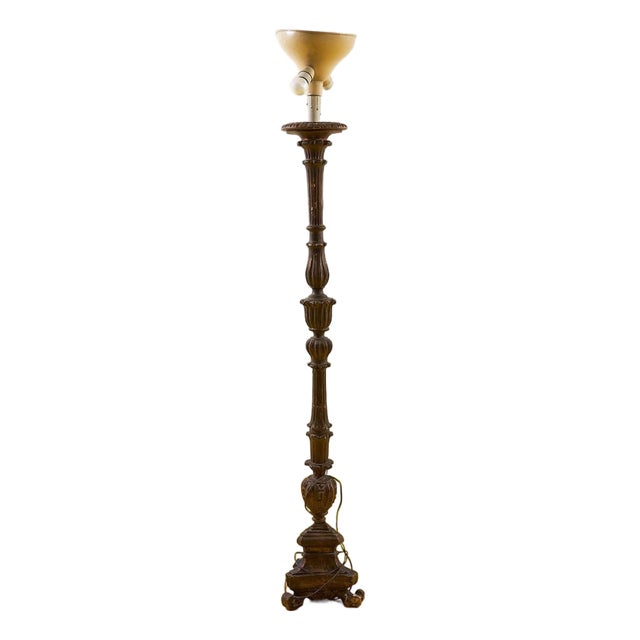 Vintage Style Floor Lamp in Wood For Sale