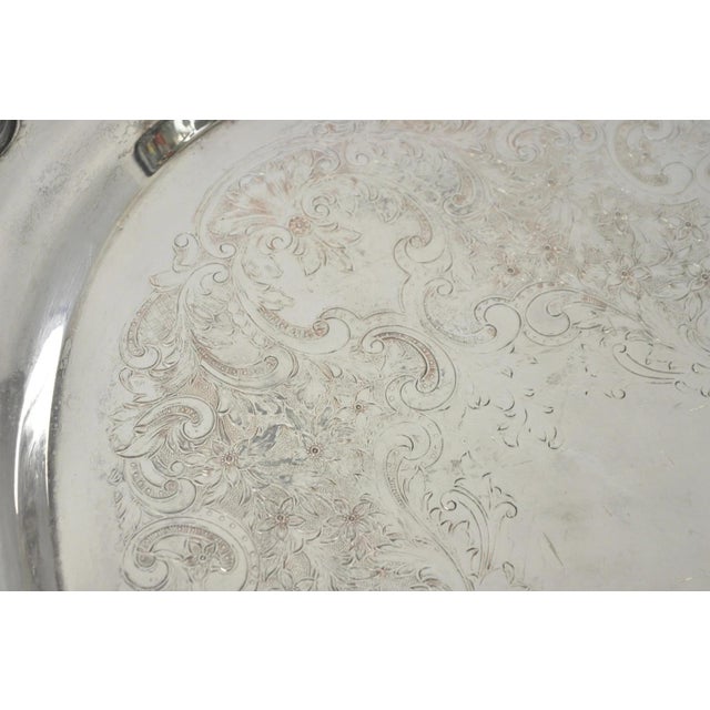 Silver Vintage Poole 400 Lancaster Rose Silver Plated Bar Serving Platter Tray on Feet For Sale - Image 8 of 14