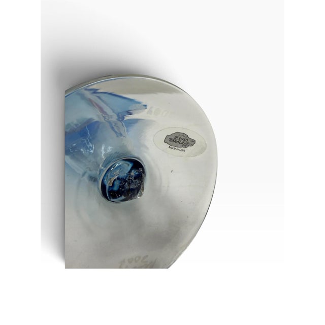 Glass 2001 Signed Blenko Handblown Sapphire Blue Fan Art Glass Vase - Model #872 For Sale - Image 7 of 7