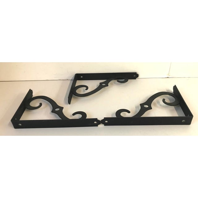 Vintage Black Metal Corner Brackets - Set of 3 For Sale In Dallas - Image 6 of 7