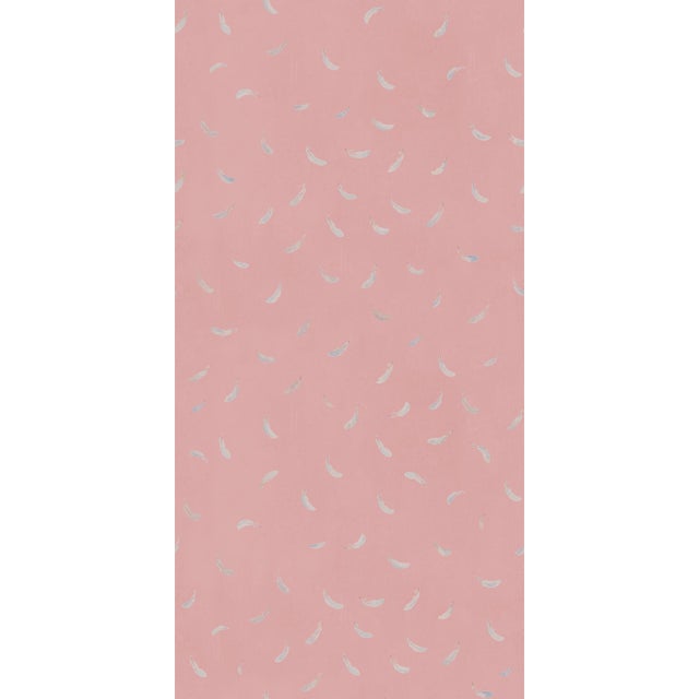 Art Deco Sample - Feathers (var. 2) Wallpaper by Paule Marrot in Pink For Sale - Image 3 of 3